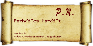 Perhócs Marót névjegykártya